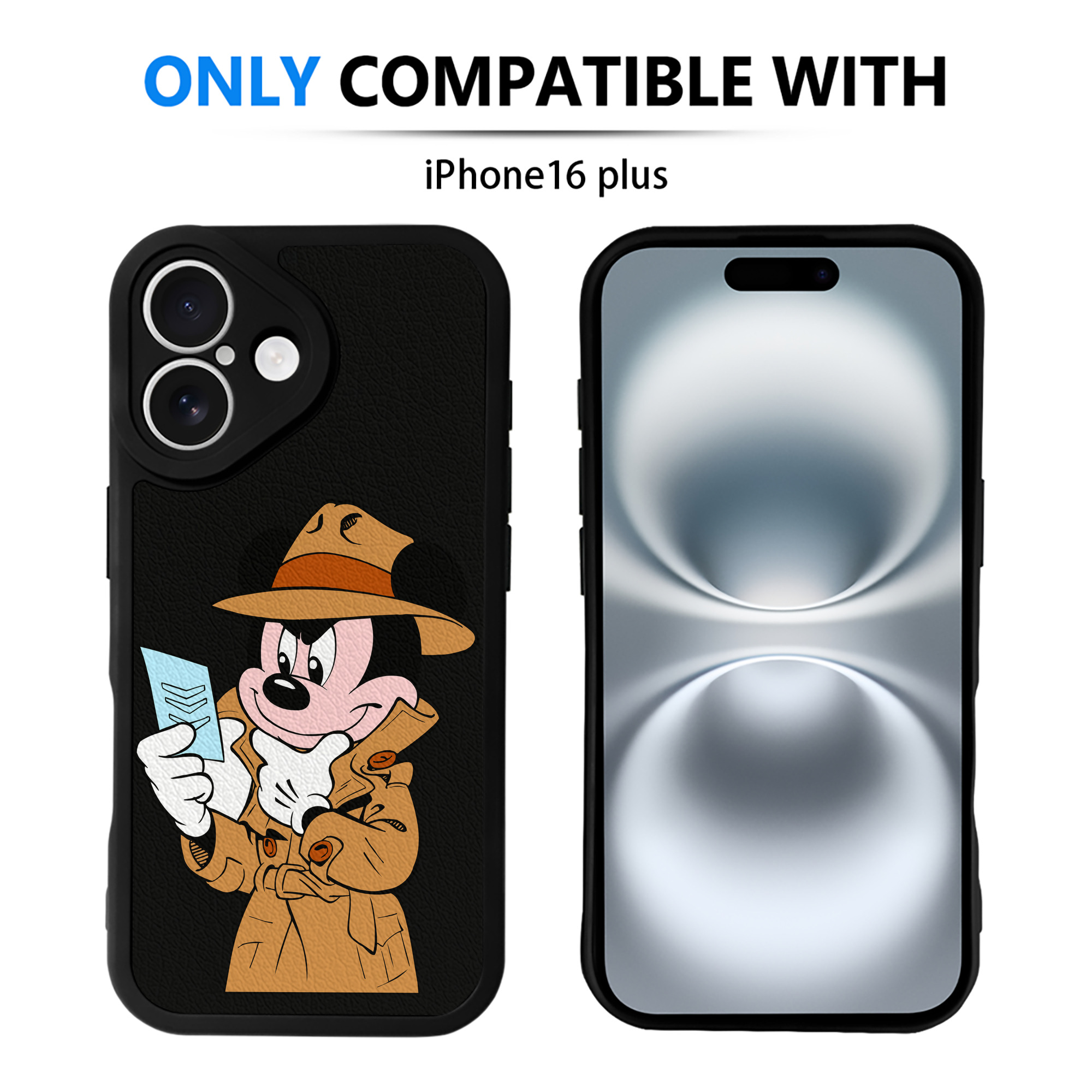（画像用） ミッキーマウス Mickey Mouse 【iPhone 16シリーズ対応】シリコンスマホケース（レザー調） 材質：シリコン